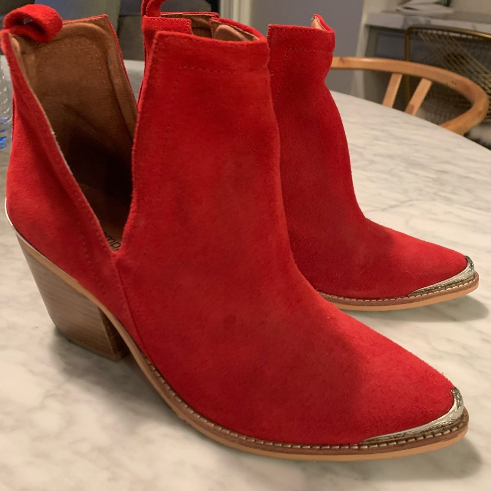 Jeffrey Campbell red western booties 7.5 fits 8